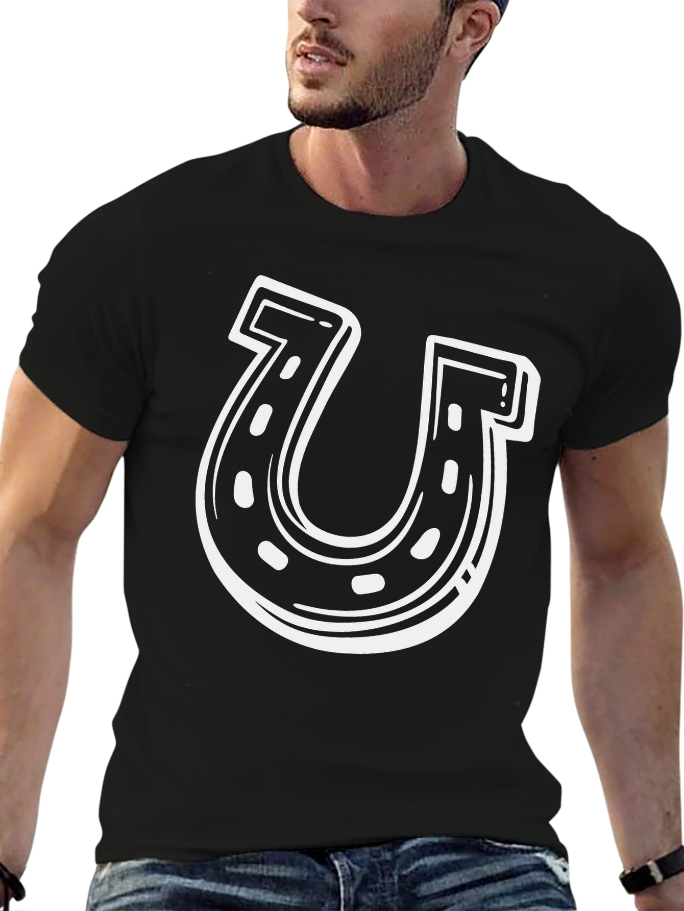 Lucky Horseshoe Graphic Black T-Shirt
