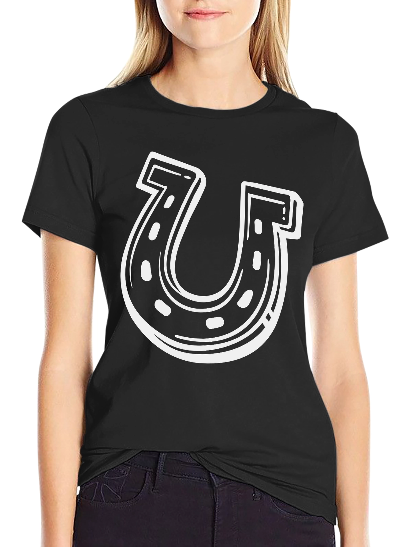 Lucky Horseshoe Graphic Black T-Shirt