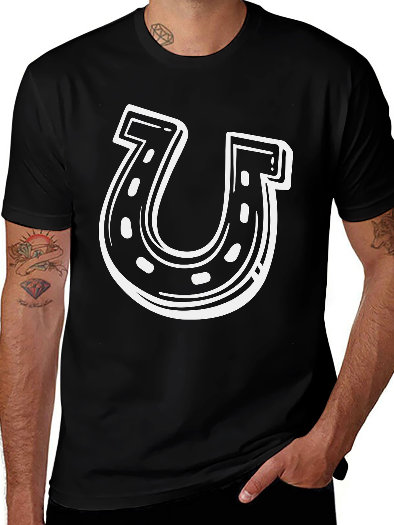 Lucky Horseshoe Graphic Black T-Shirt