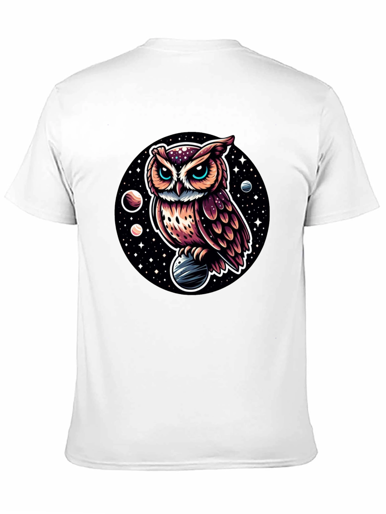 Cosmic Owl Graphic Tee - Black Cotton Blend