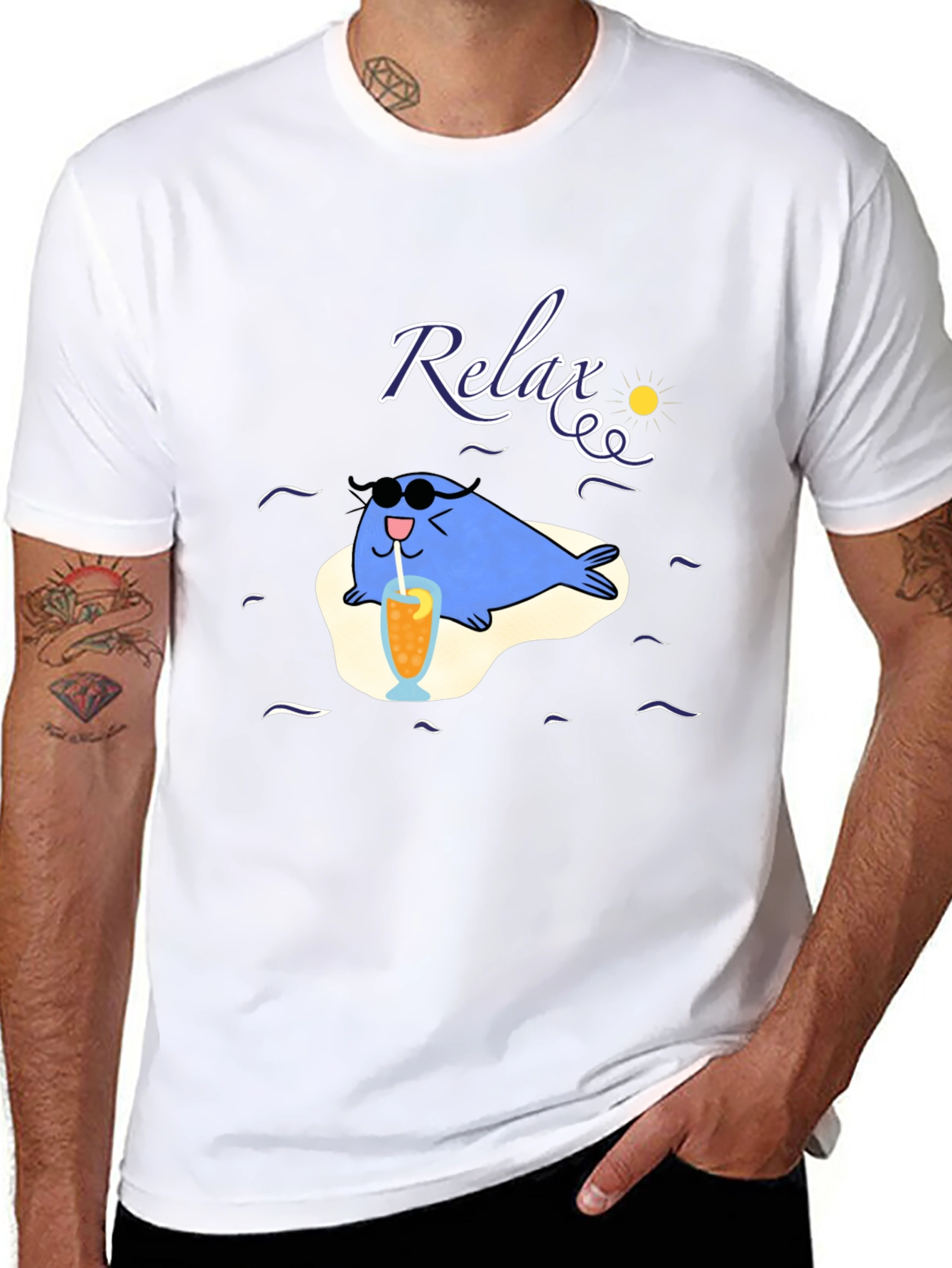 Relaxing Seal Black T-Shirt
