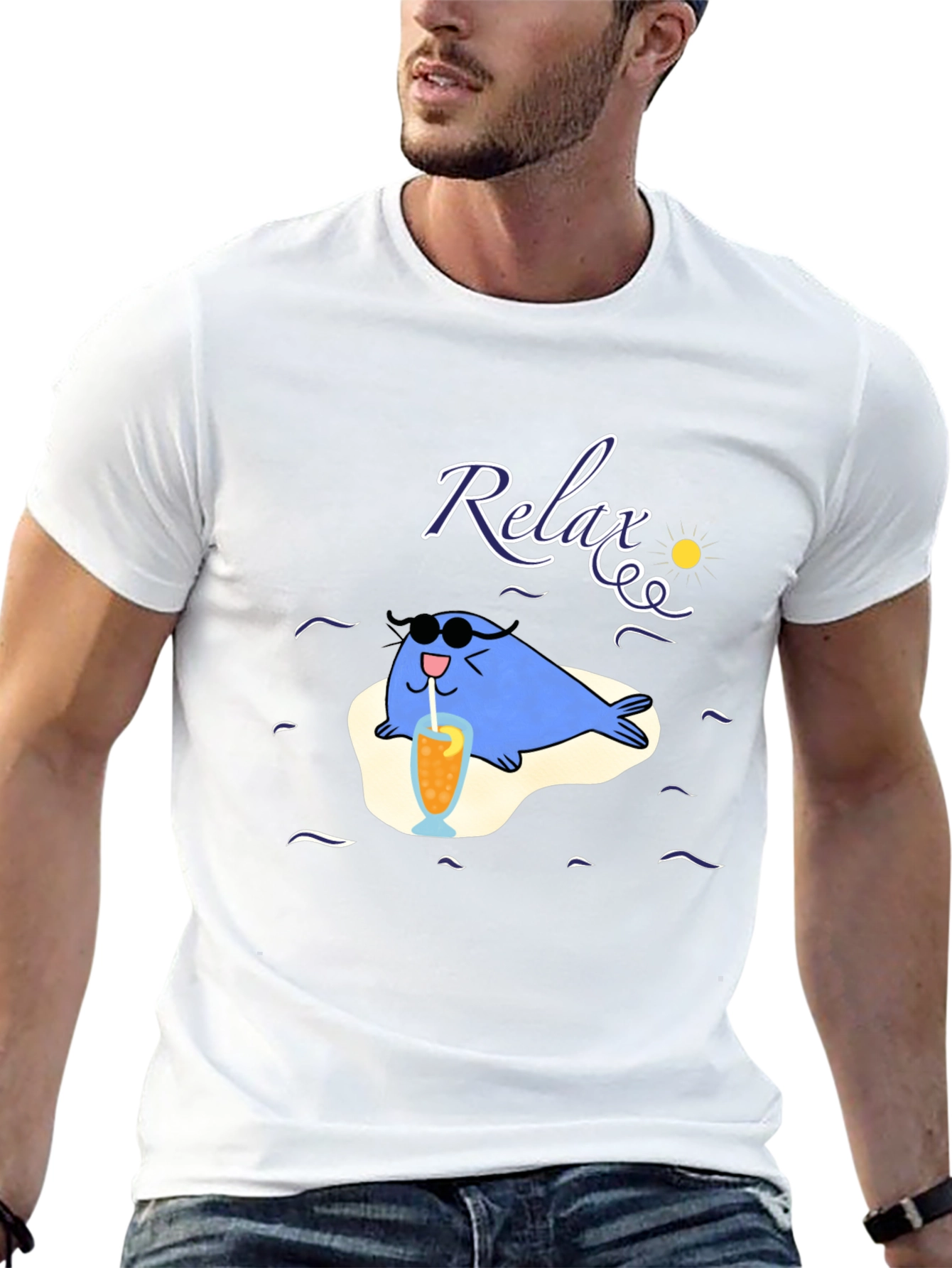 Relaxing Seal Black T-Shirt
