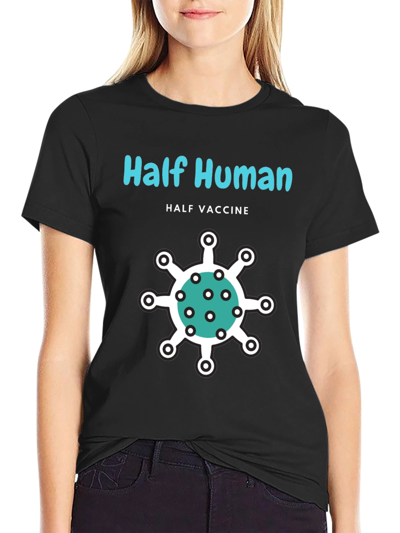 Half Human Half Vaccine T-Shirt - Novelty Graphic Tee