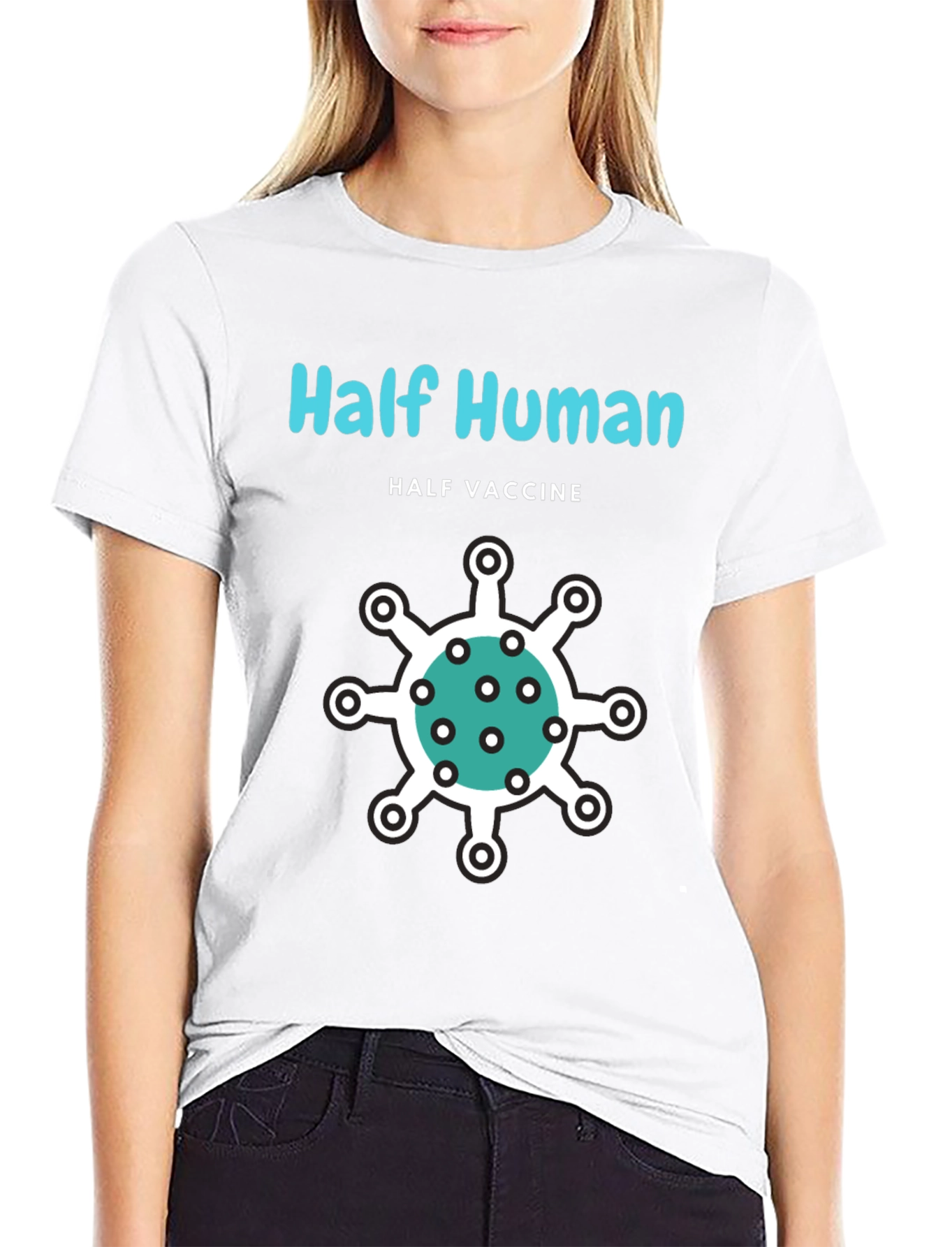 Half Human Half Vaccine T-Shirt - Novelty Graphic Tee