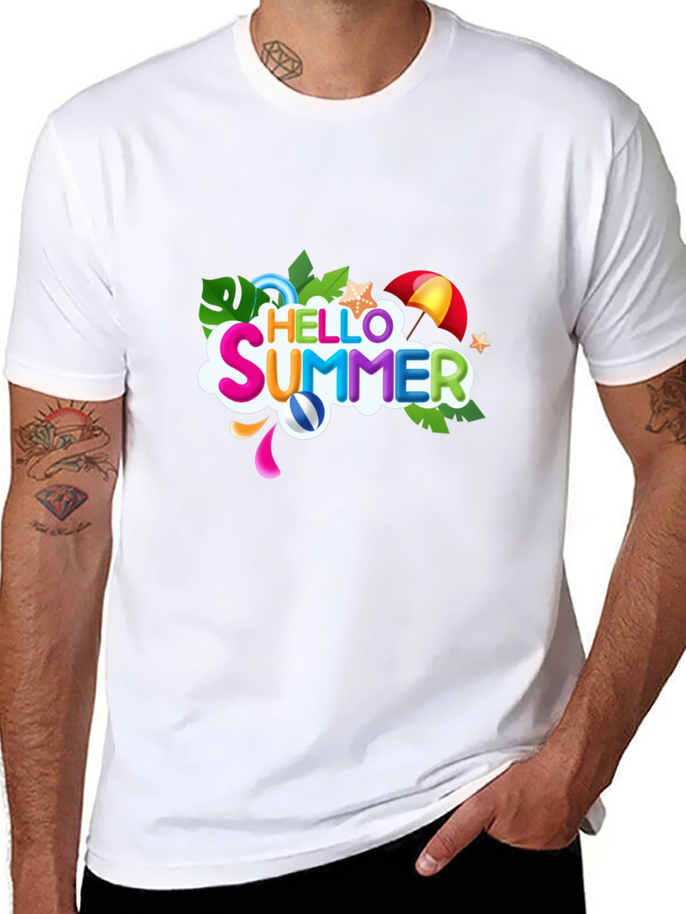 Hello Summer Black Graphic T-Shirt