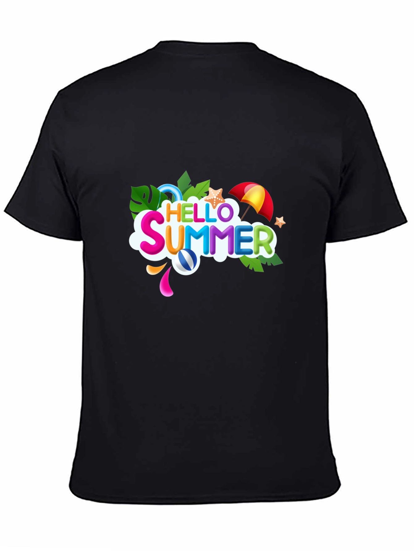 Hello Summer Black Graphic T-Shirt