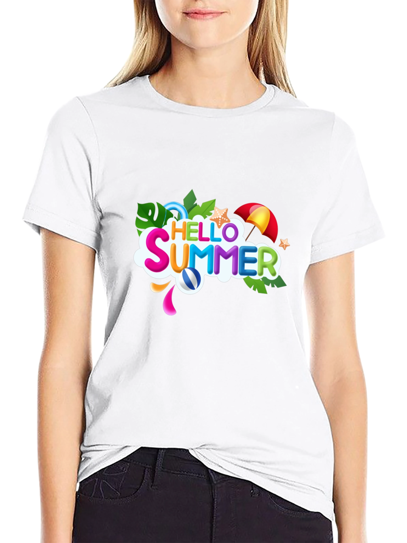 Hello Summer Black Graphic T-Shirt