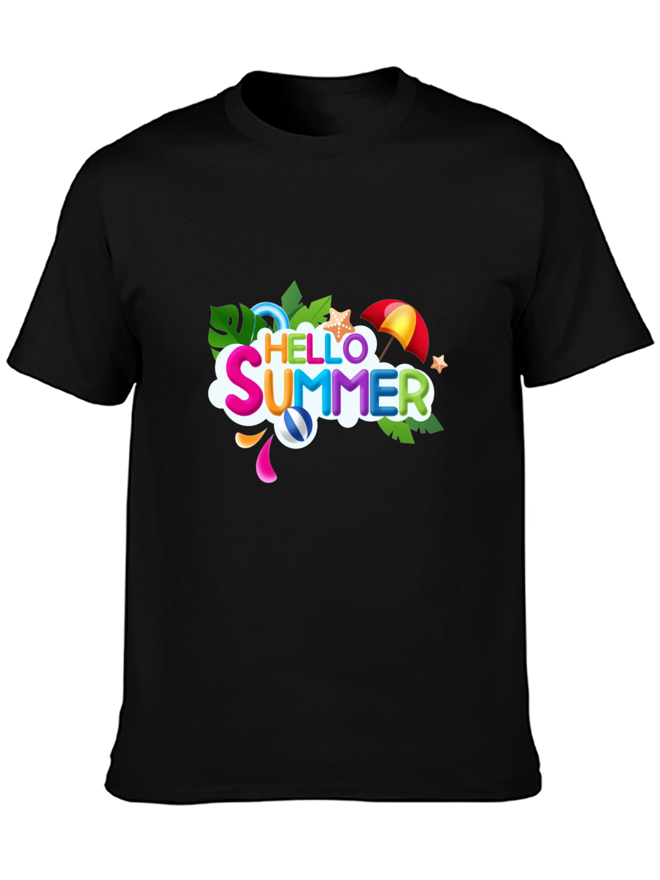 Hello Summer Black Graphic T-Shirt