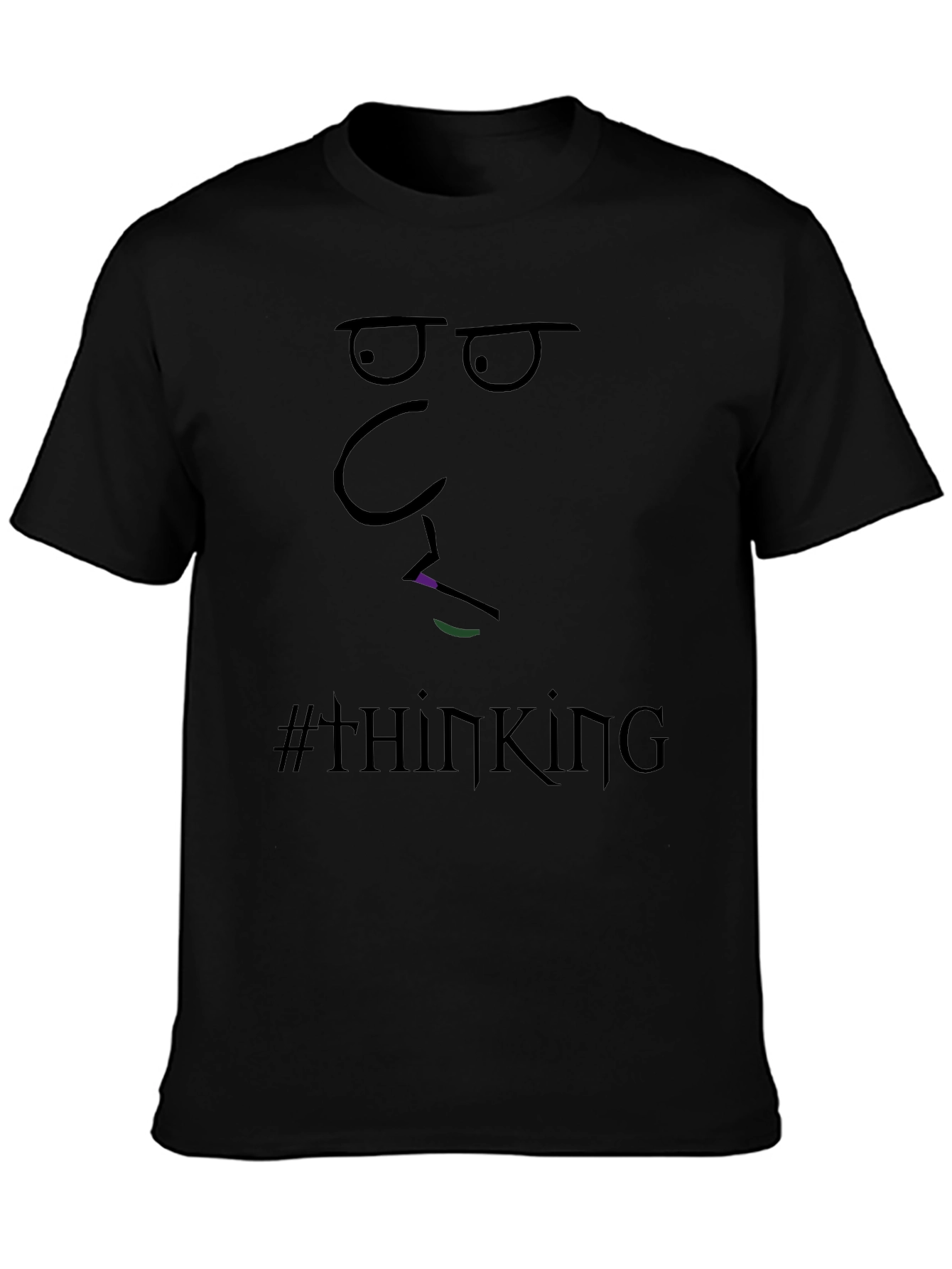 Thinking Face Graphic Tee - Black Cotton T-Shirt