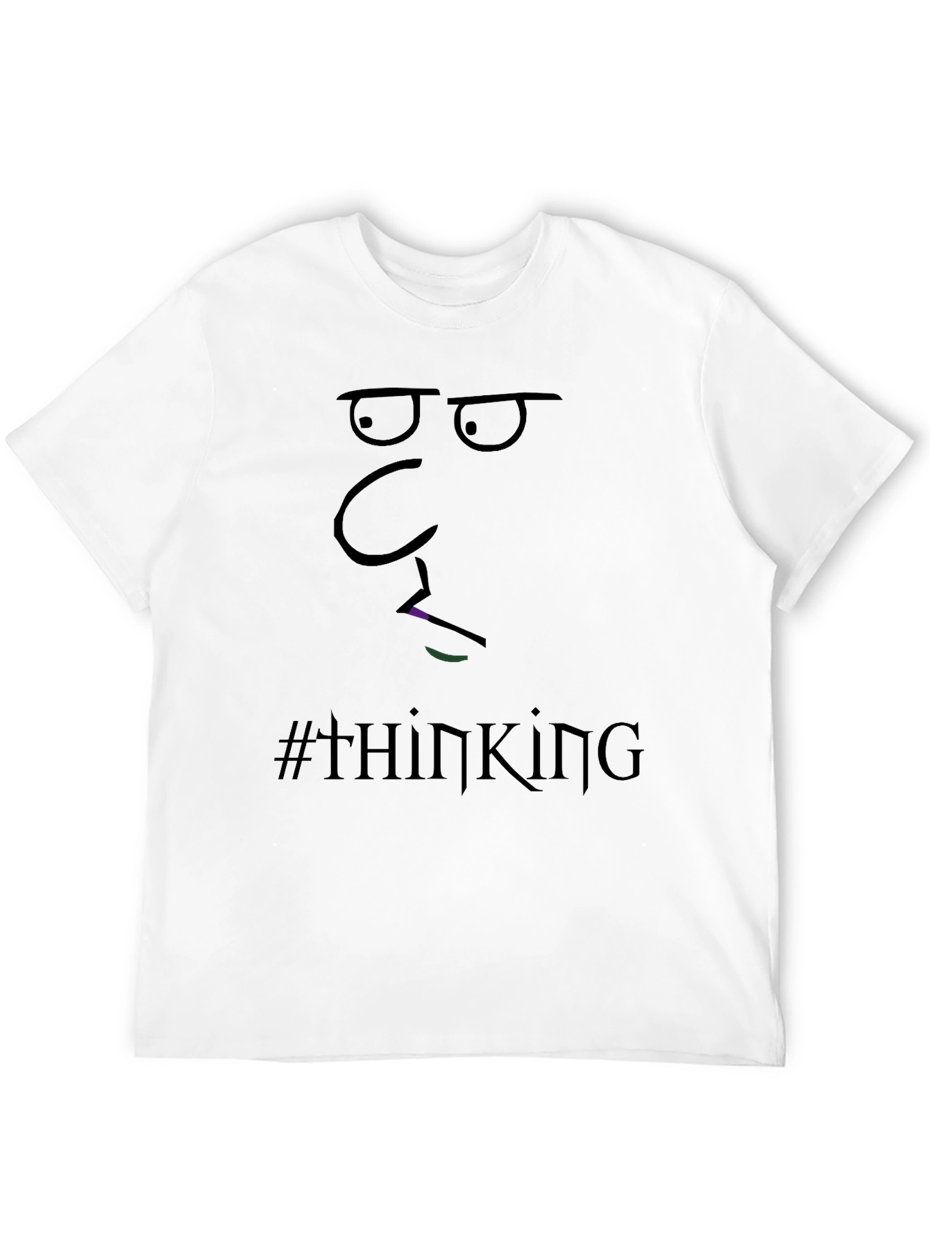 Thinking Face Graphic Tee - Black Cotton T-Shirt