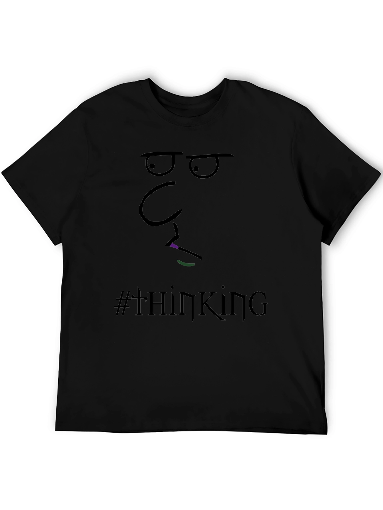 Thinking Face Graphic Tee - Black Cotton T-Shirt
