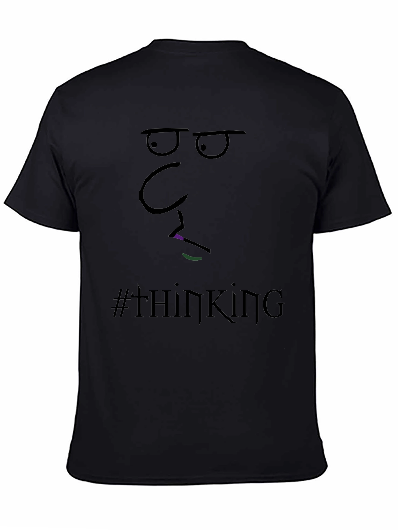 Thinking Face Graphic Tee - Black Cotton T-Shirt