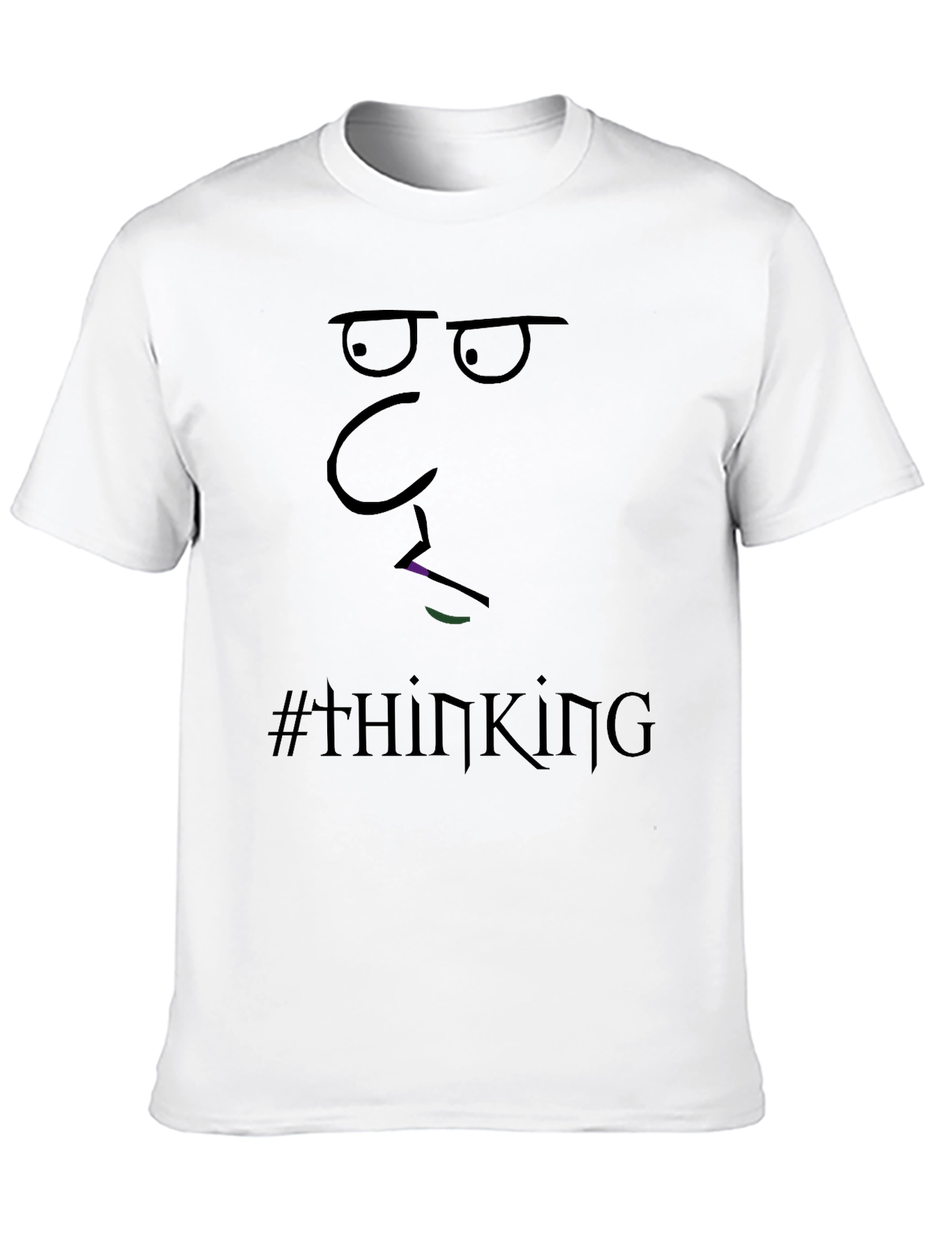 Thinking Face Graphic Tee - Black Cotton T-Shirt