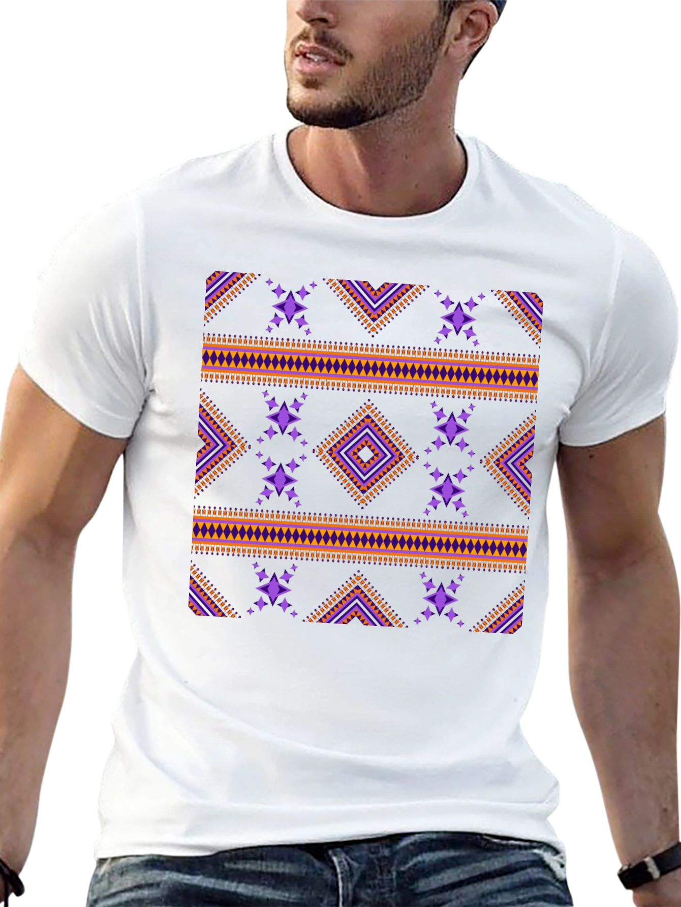 Tribal Pattern Black T-Shirt