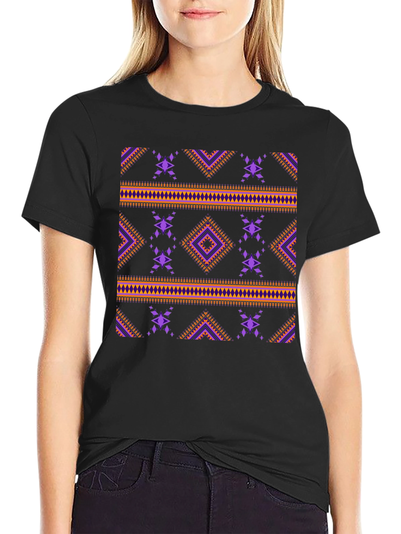 Tribal Pattern Black T-Shirt