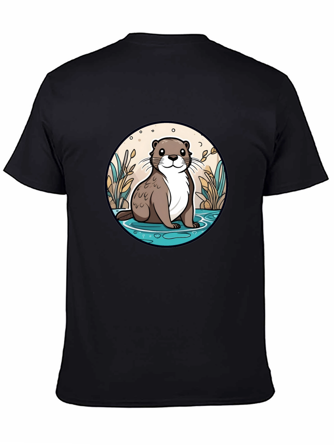 Otter Graphic Tee - Black Cotton Blend Casual Wear