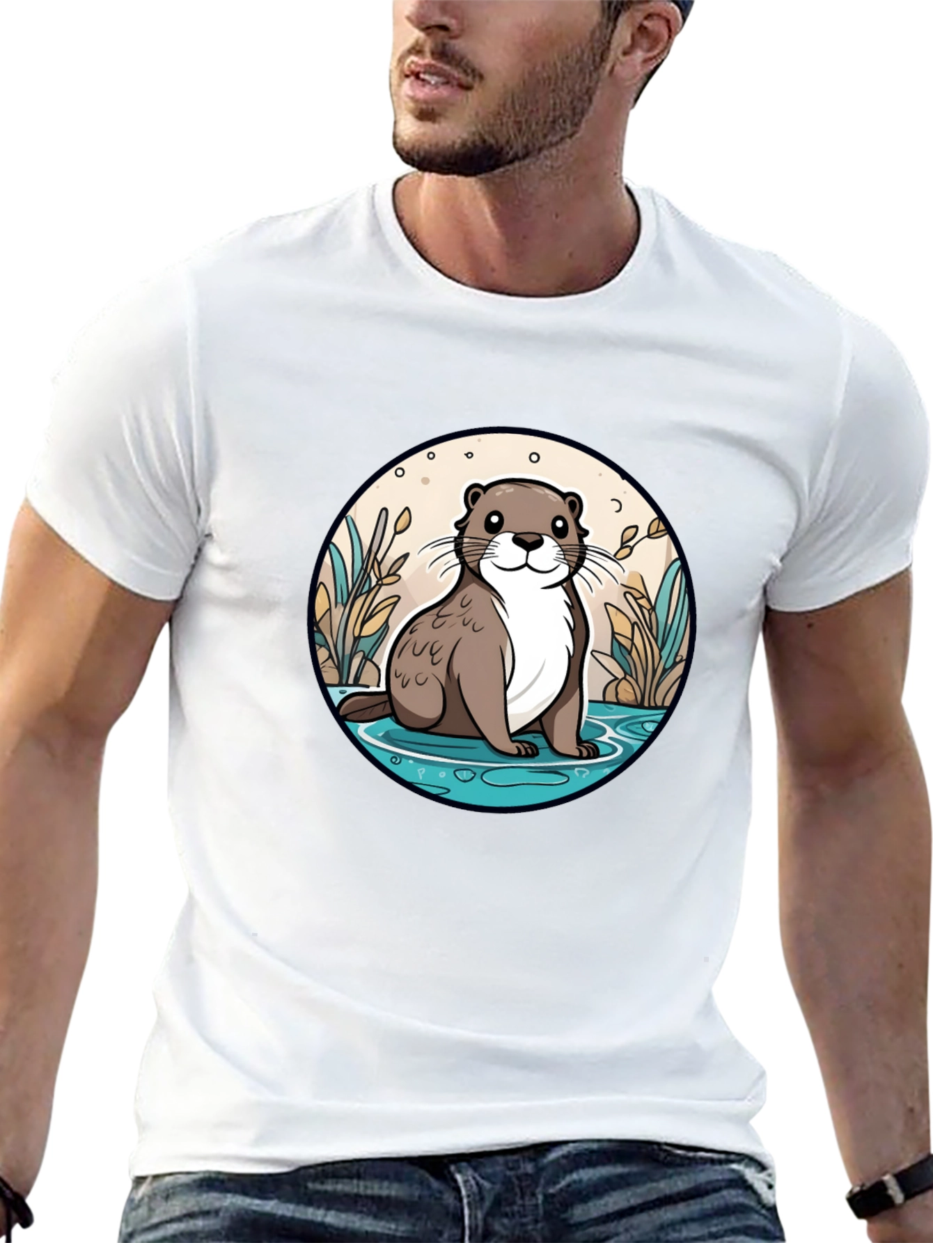 Otter Graphic Tee - Black Cotton Blend Casual Wear