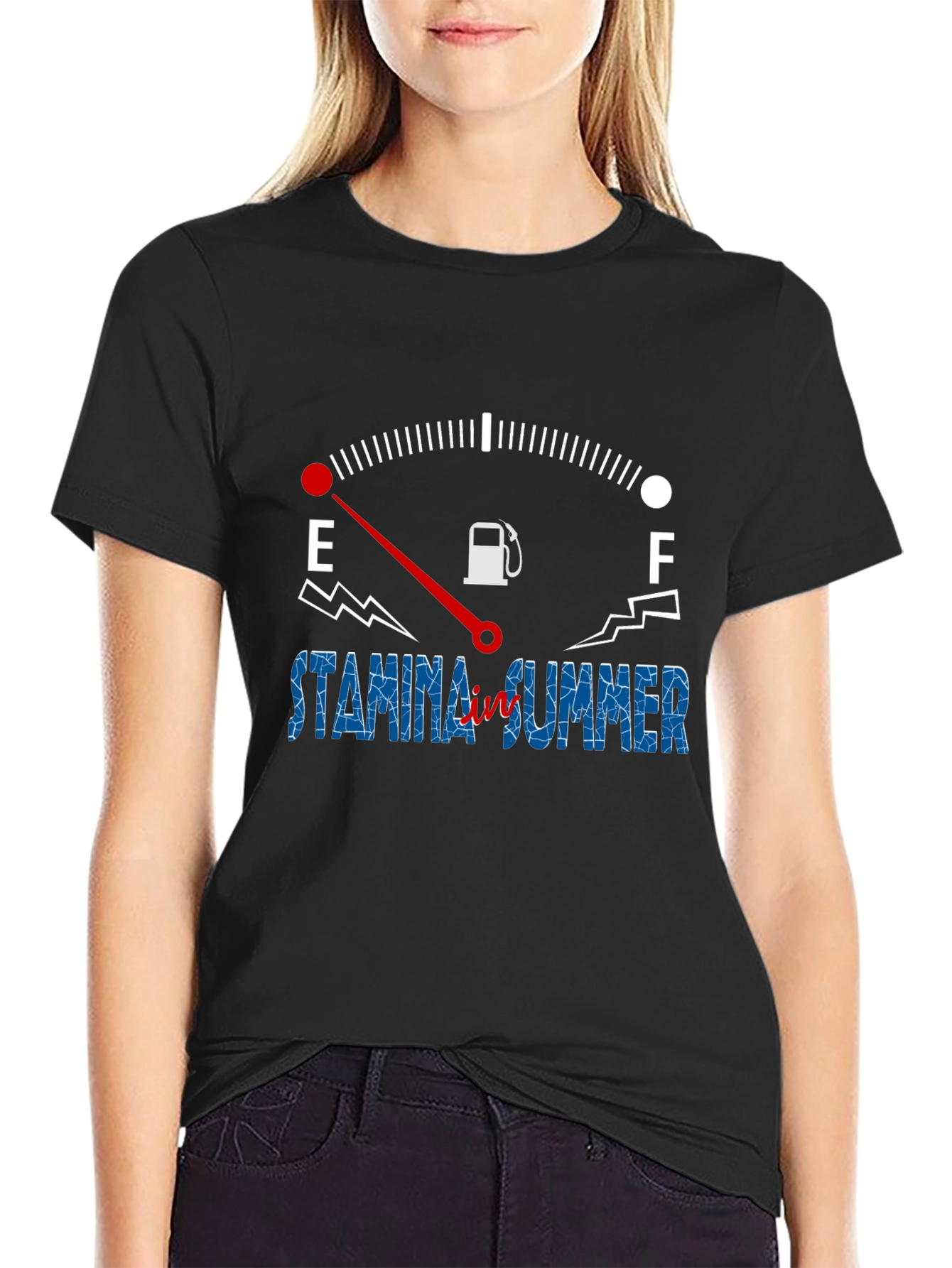 Stamina Summer Black Graphic Tee - Fuel Gauge Design
