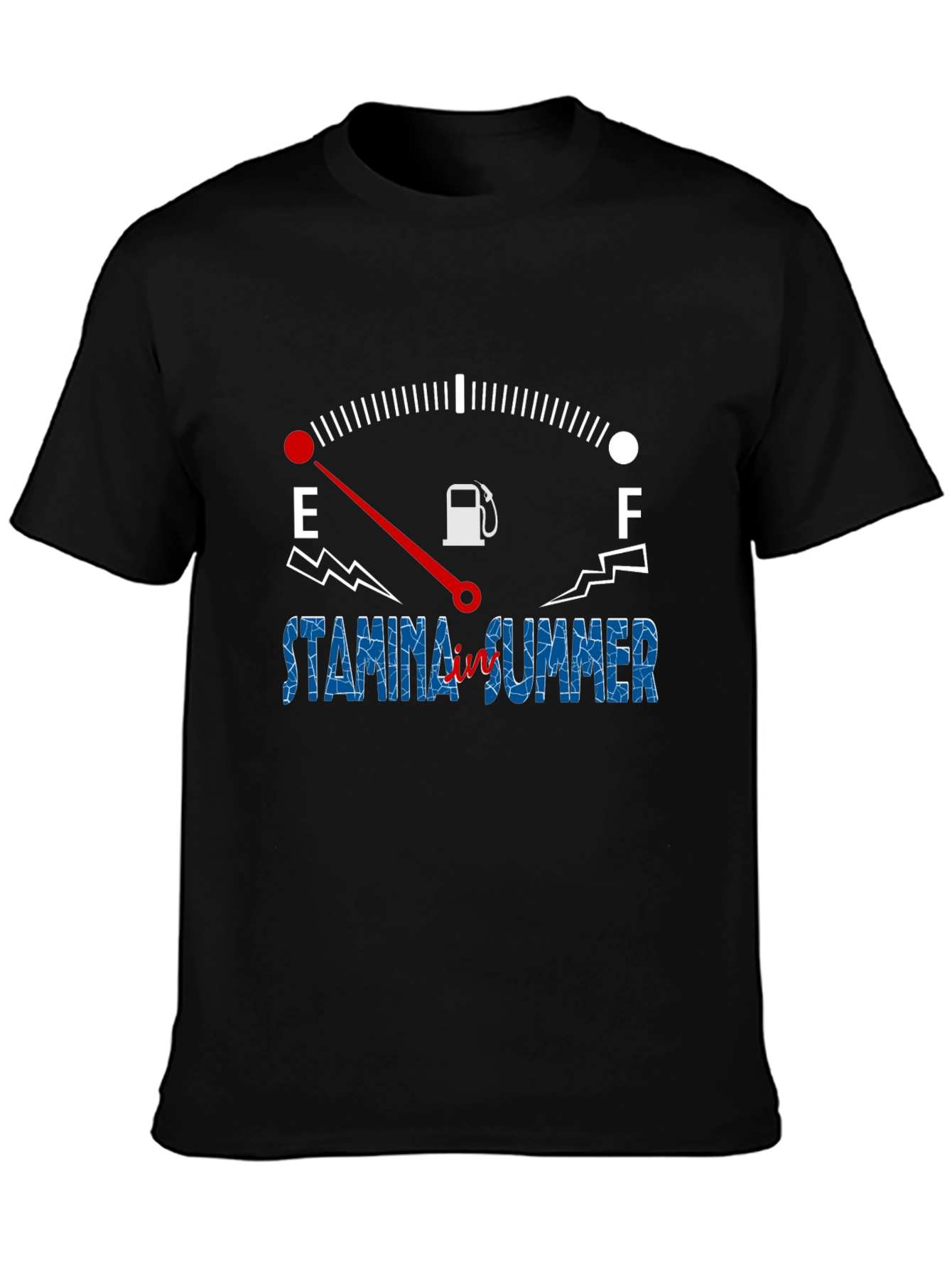 Stamina Summer Black Graphic Tee - Fuel Gauge Design