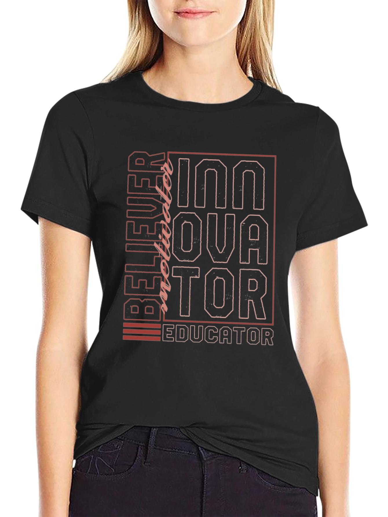 Motivational Graphic Tee - Believer Innovator Educator