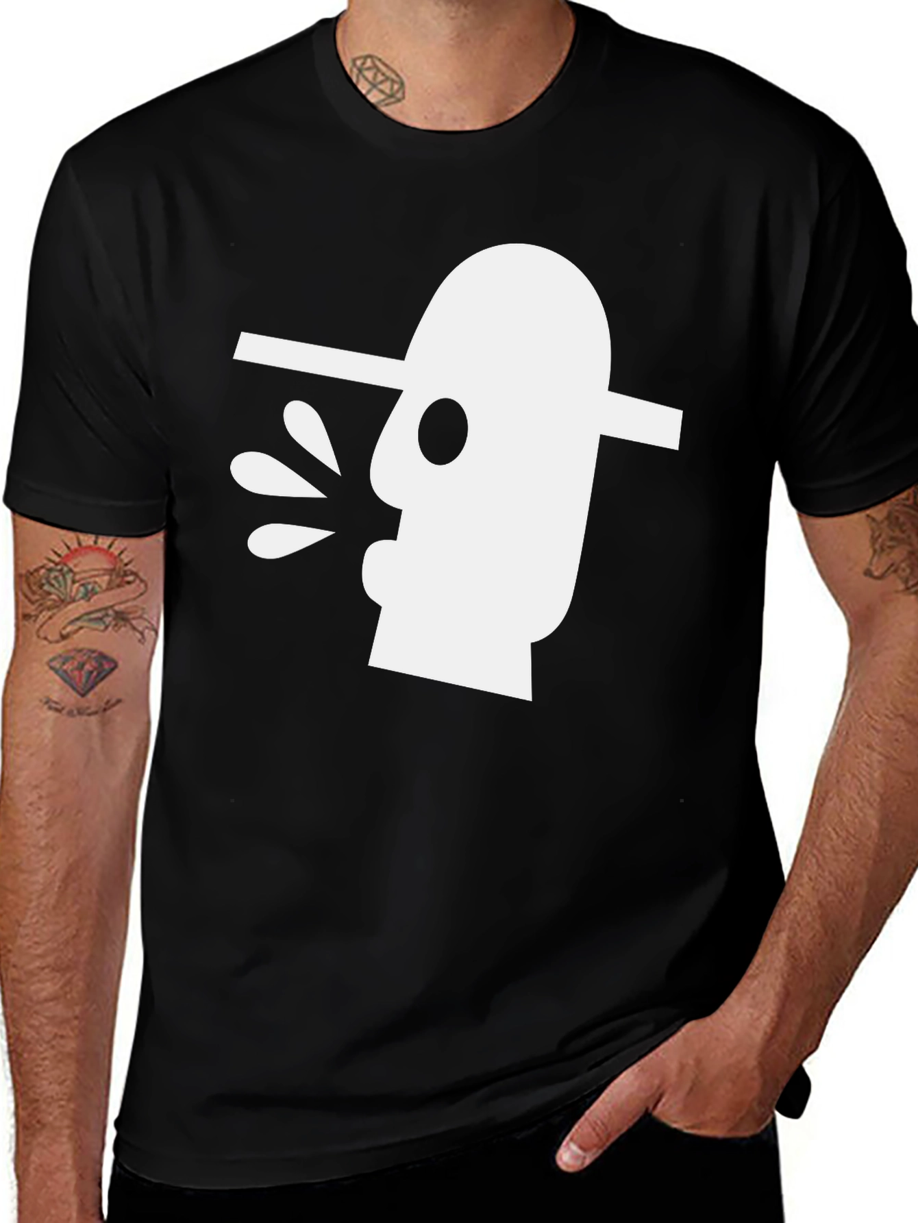 Abstract Art Graphic Tee - Black Cotton T-Shirt