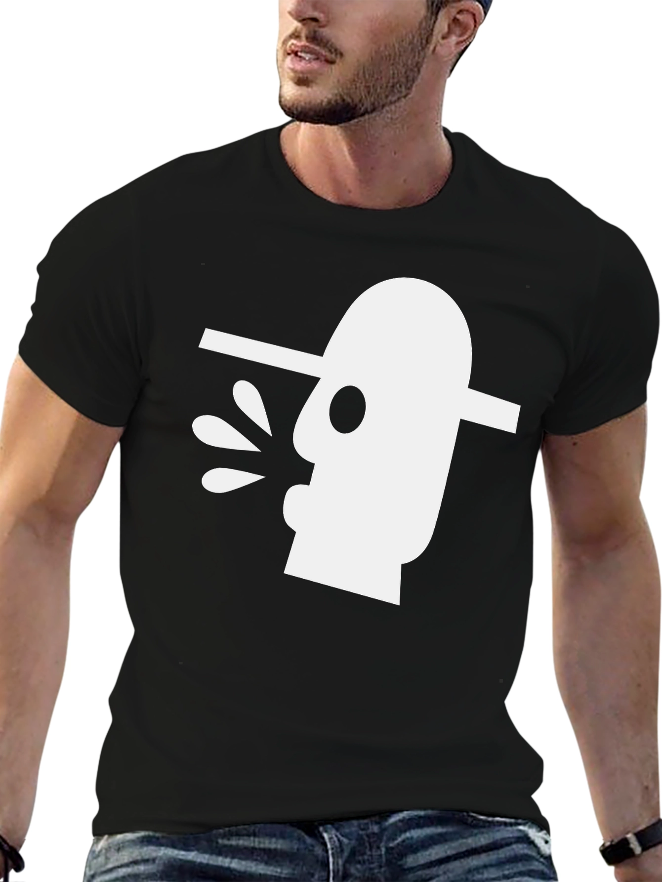 Abstract Art Graphic Tee - Black Cotton T-Shirt