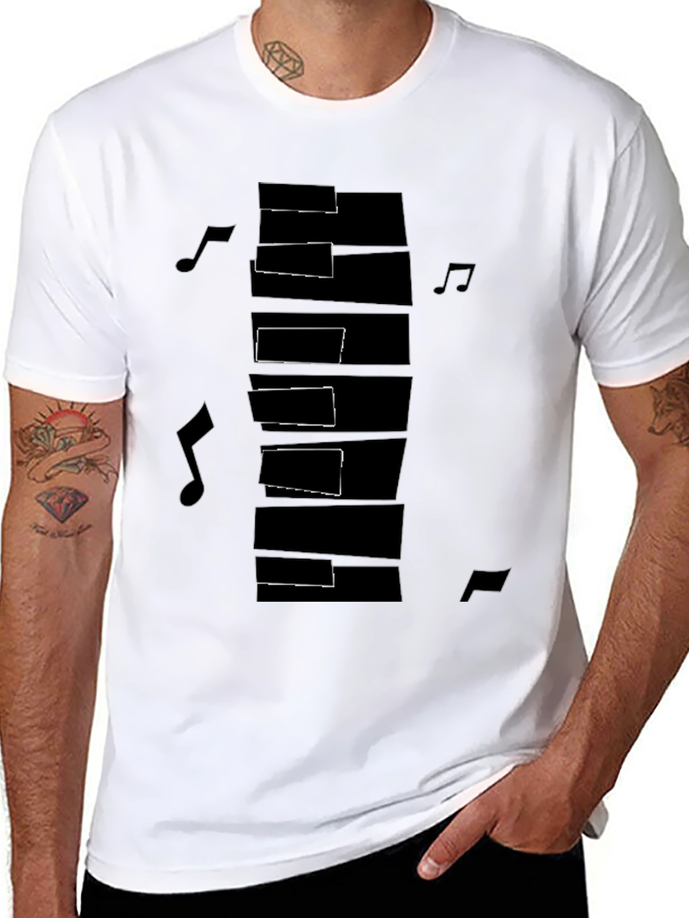 Musical Keyboard Graphic Tee - Black