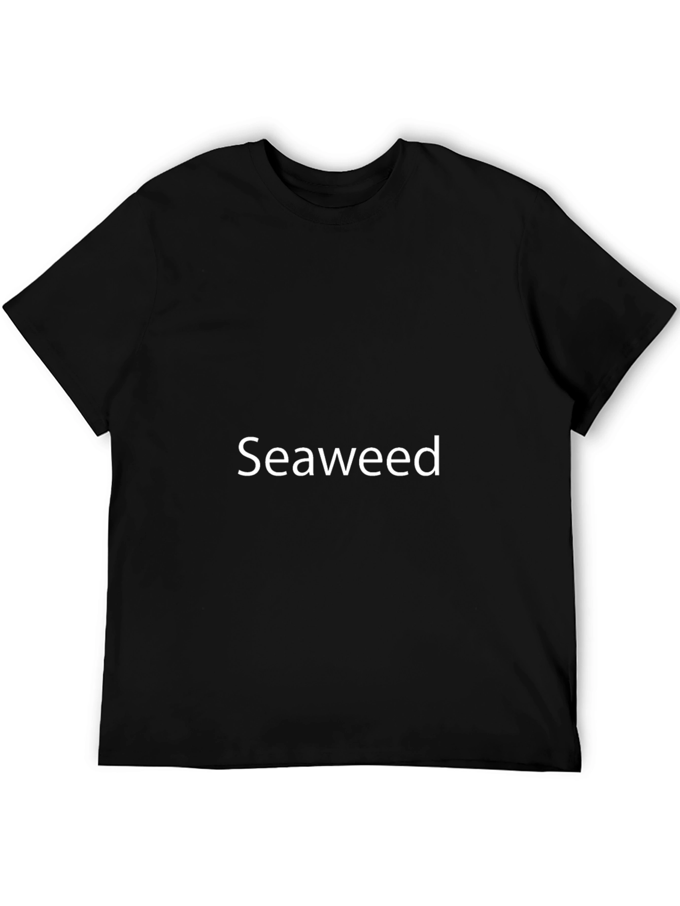 Mens Black Crew Neck T-Shirt with Seaweed Text