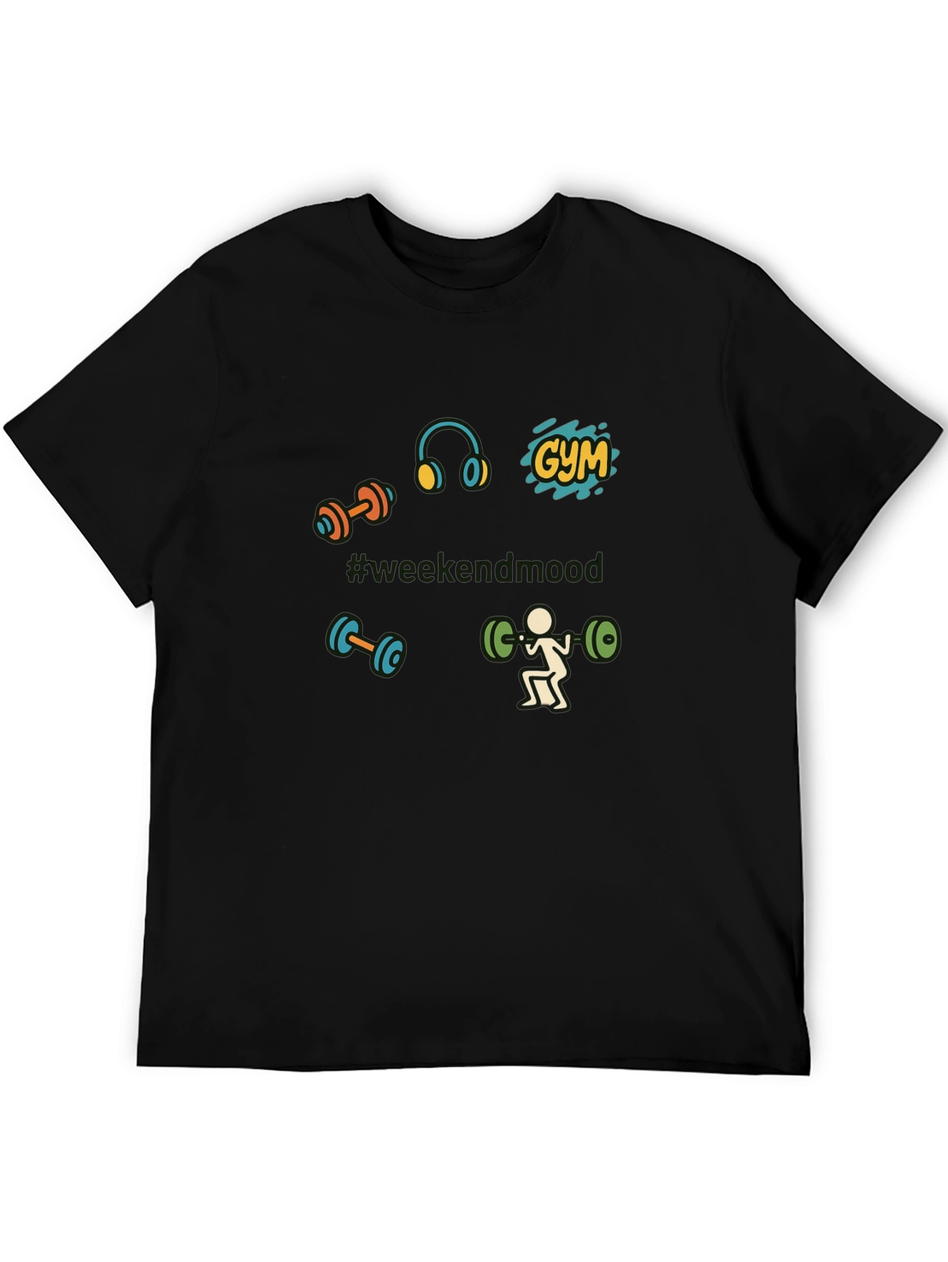 Gym Weekend Mood Black T-Shirt