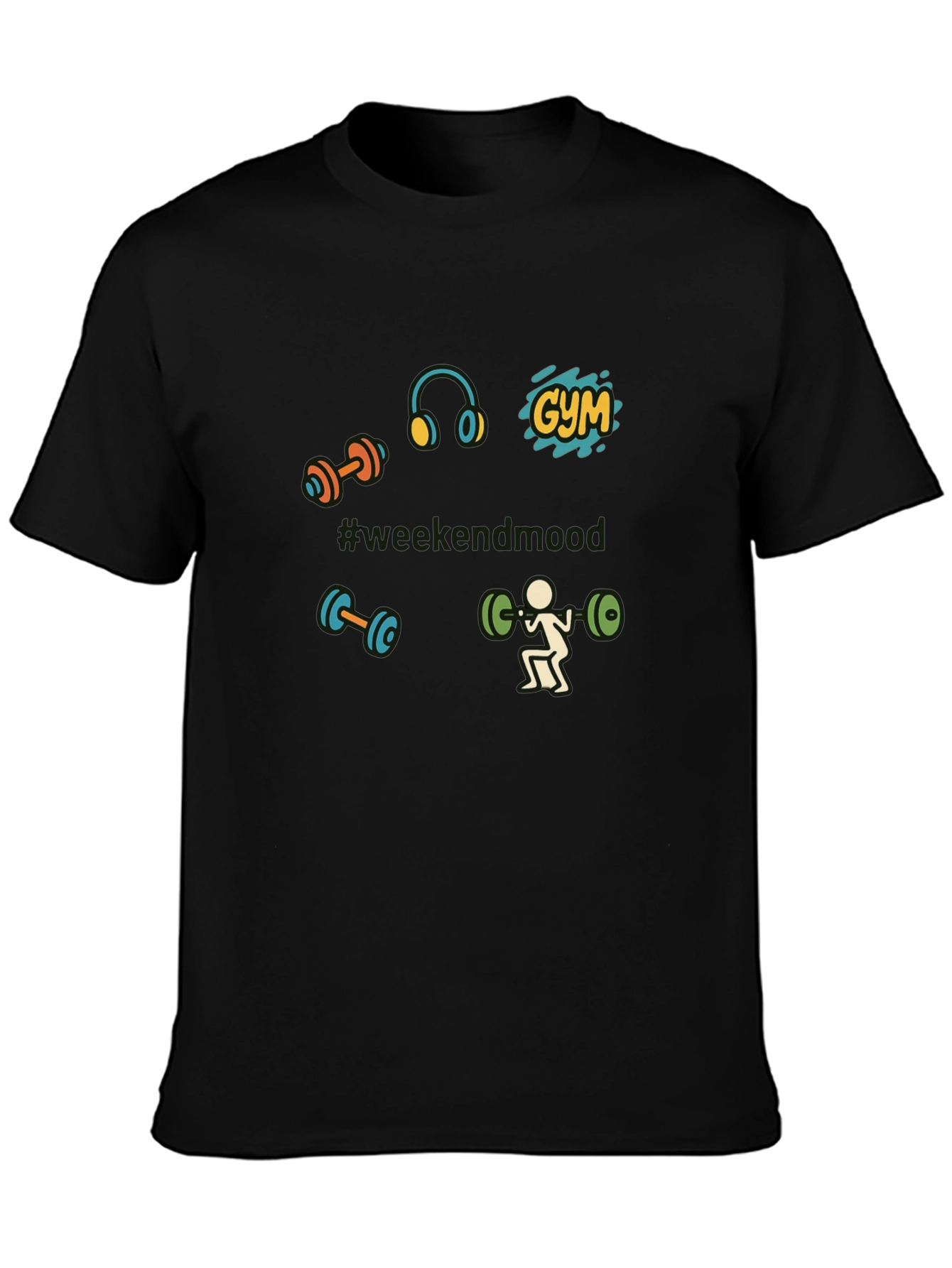 Gym Weekend Mood Black T-Shirt