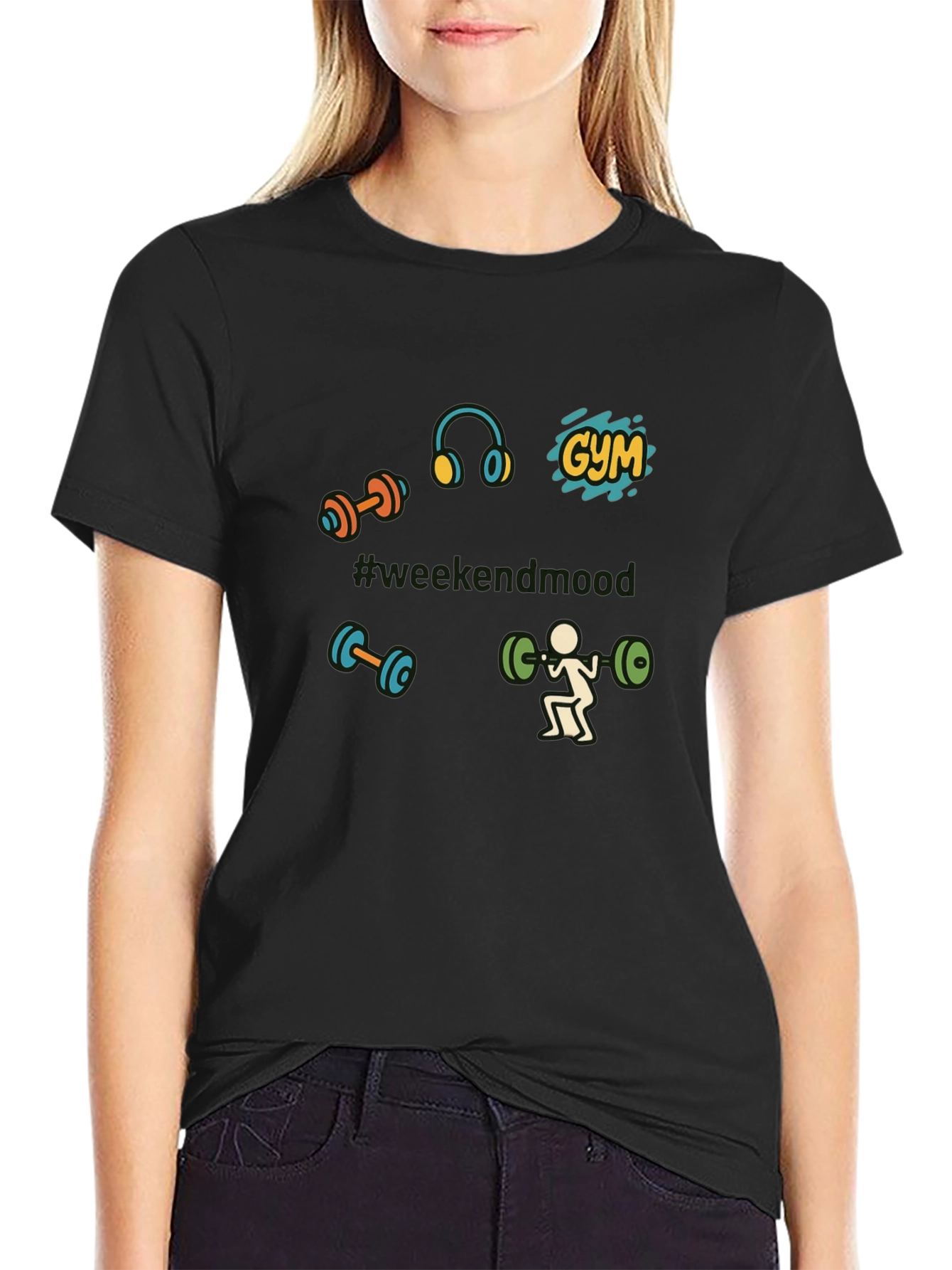 Gym Weekend Mood Black T-Shirt