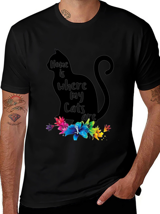 Cat Lover T-Shirt - Home is Where My Cats Are