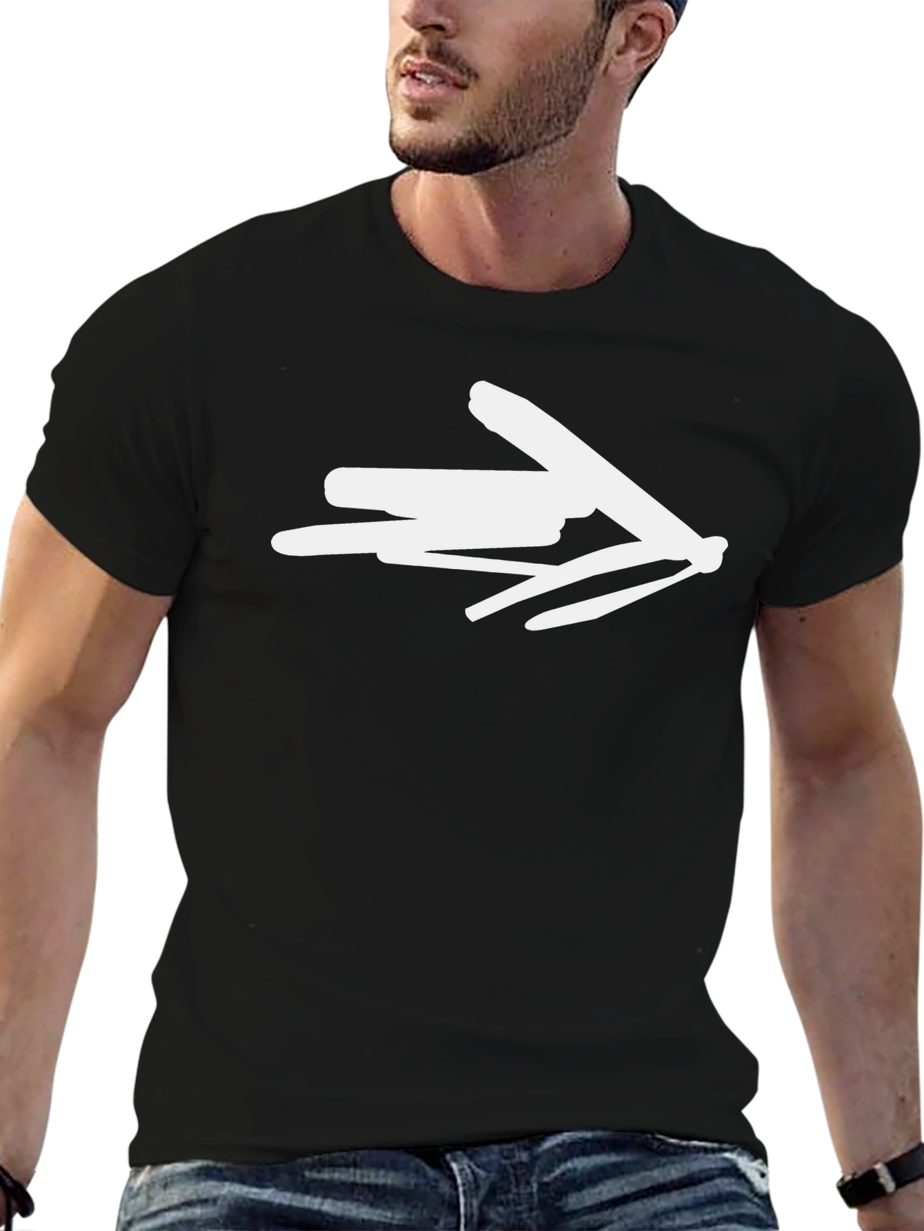 Abstract Arrow Graphic Tee - Stylish Black Cotton T-Shirt