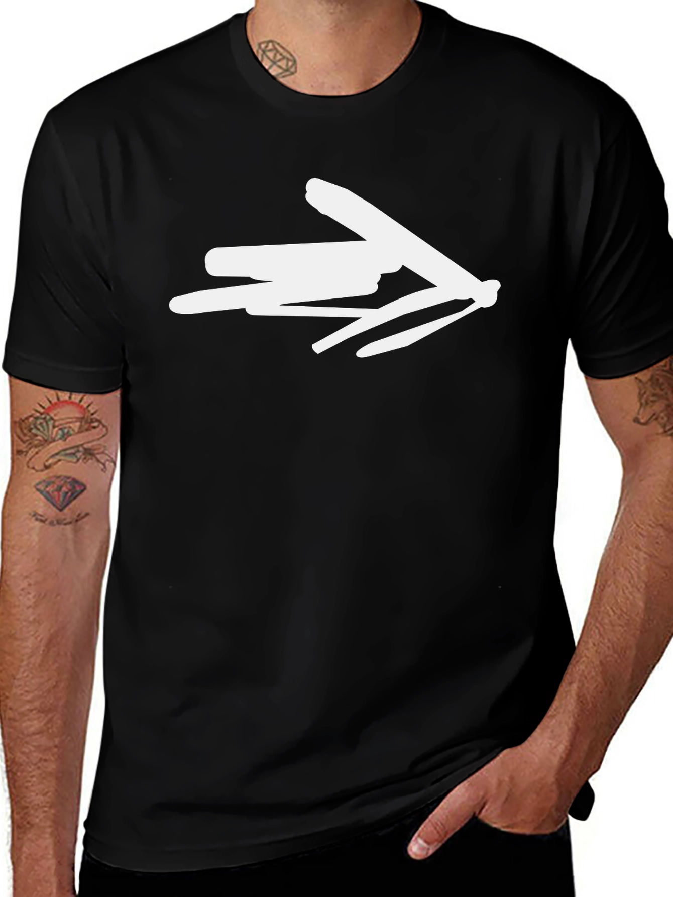 Abstract Arrow Graphic Tee - Stylish Black Cotton T-Shirt