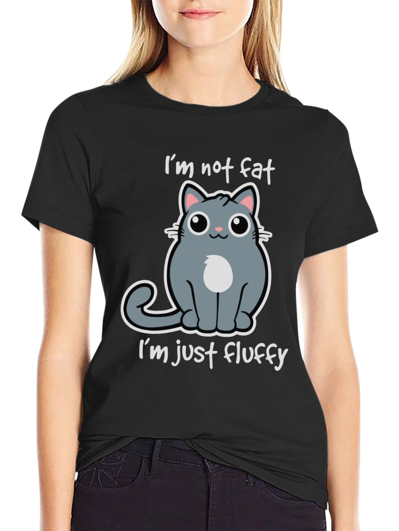 Im Not Fat Im Just Fluffy Cat Graphic Tee