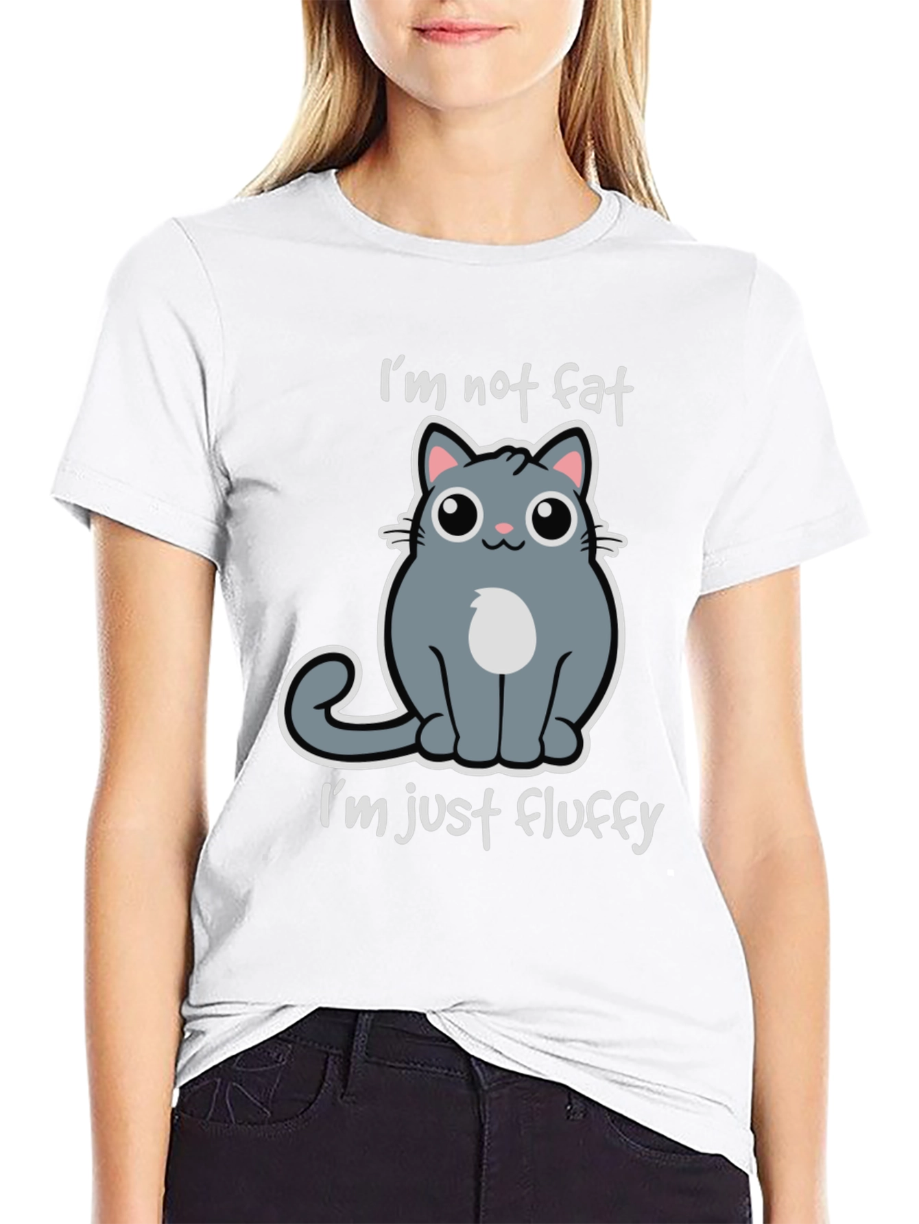 Im Not Fat Im Just Fluffy Cat Graphic Tee