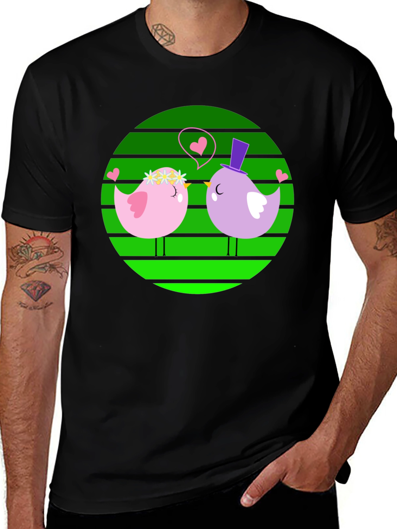 Love Birds Graphic Tee - Cute Cartoon Design