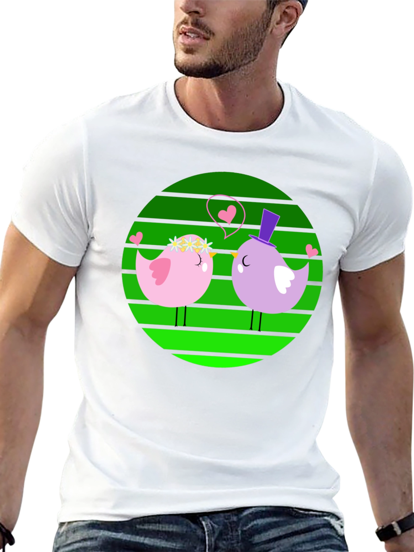 Love Birds Graphic Tee - Cute Cartoon Design