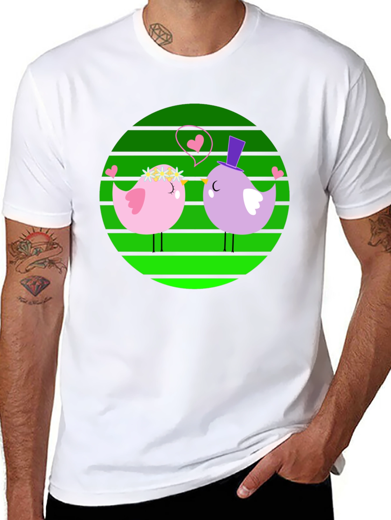Love Birds Graphic Tee - Cute Cartoon Design