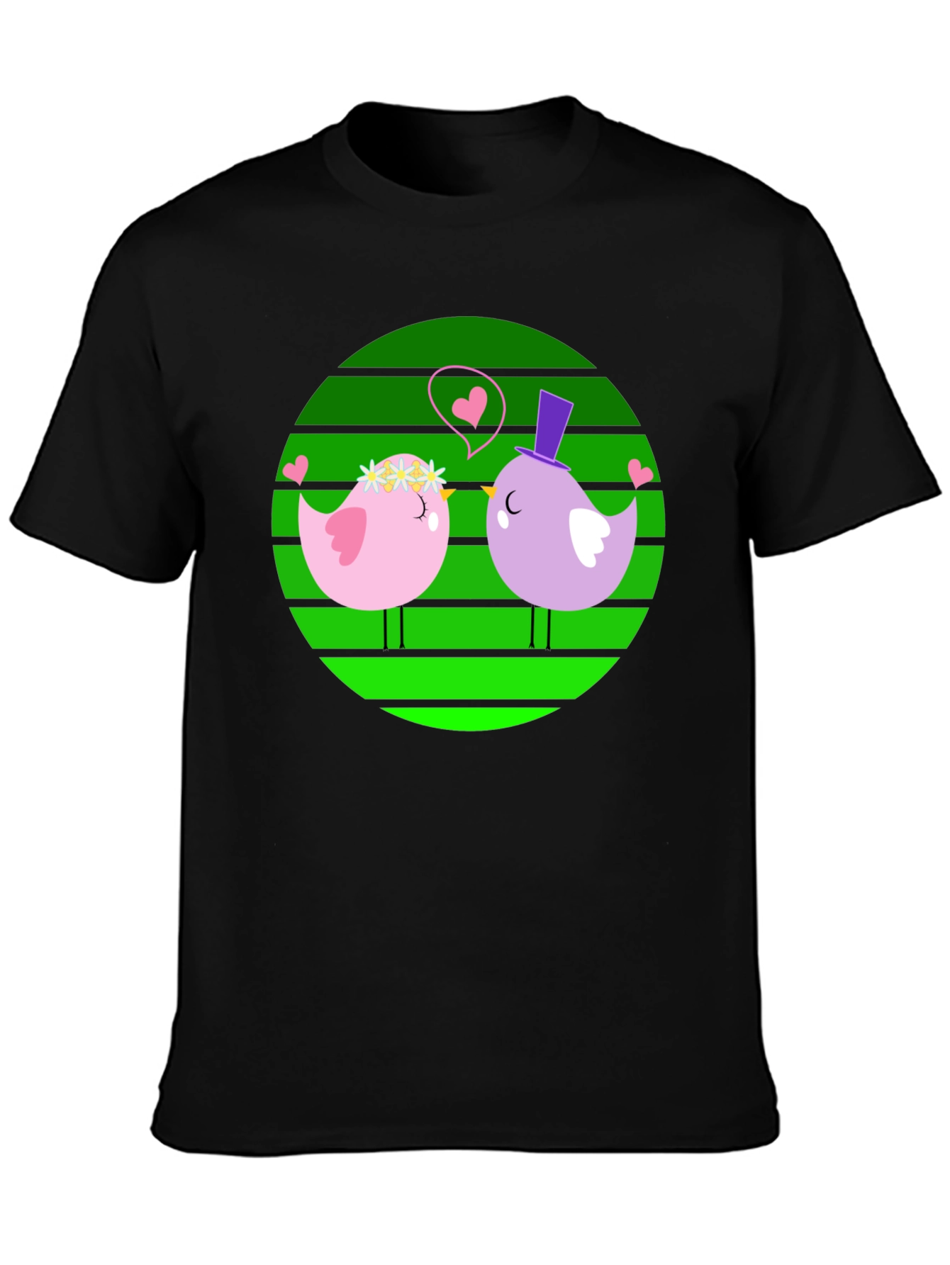 Love Birds Graphic Tee - Cute Cartoon Design