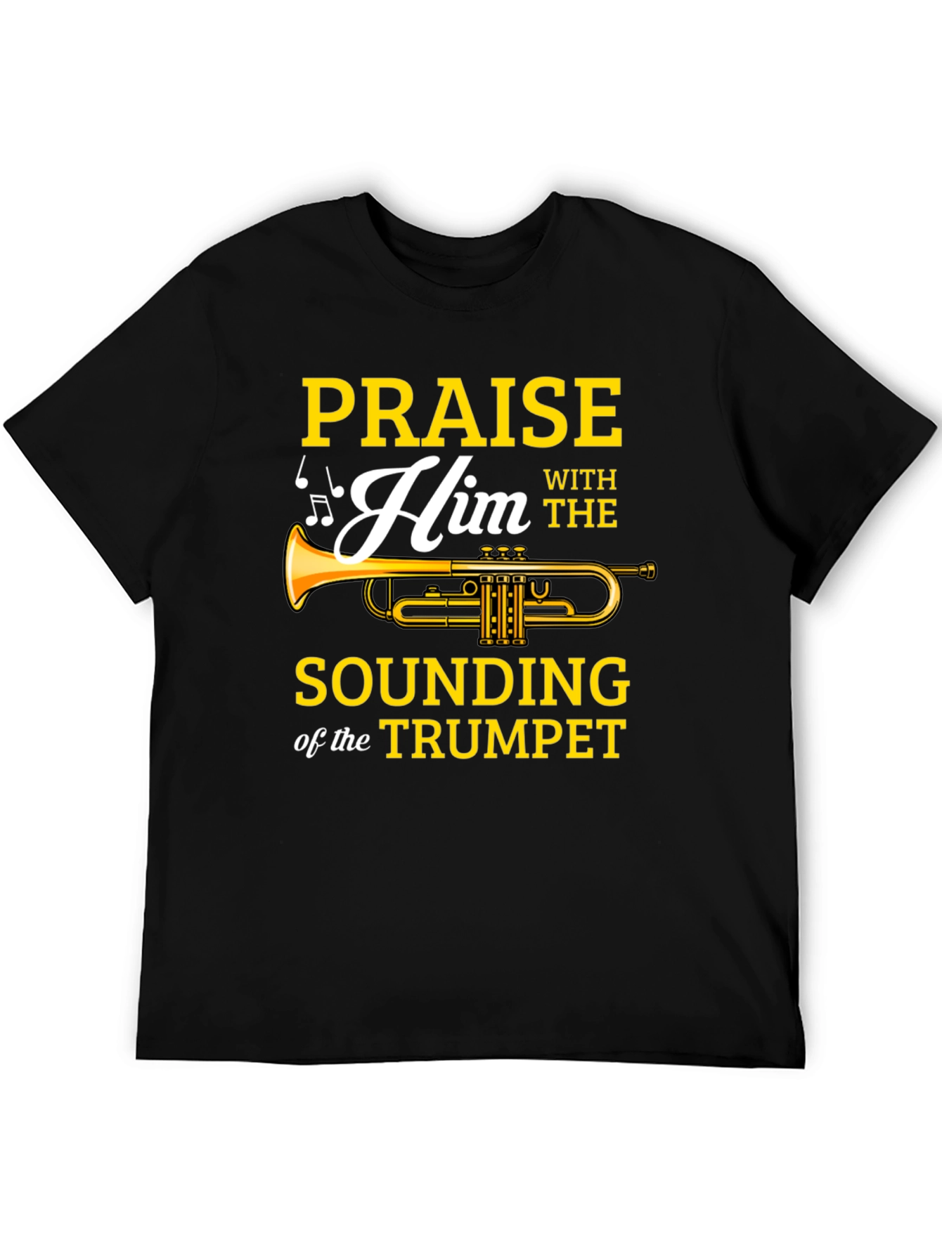 Praise Him Trumpet Graphic Tee - Mens Black T-Shirt