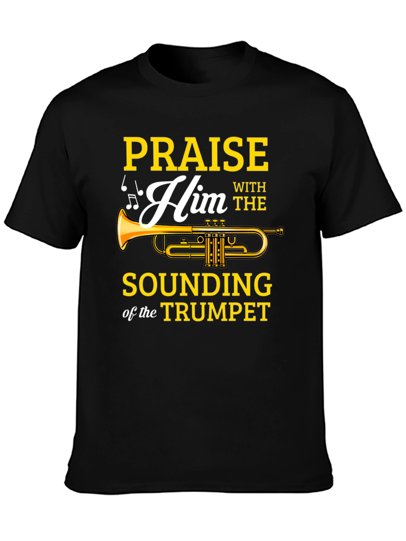 Praise Him Trumpet Graphic Tee - Mens Black T-Shirt