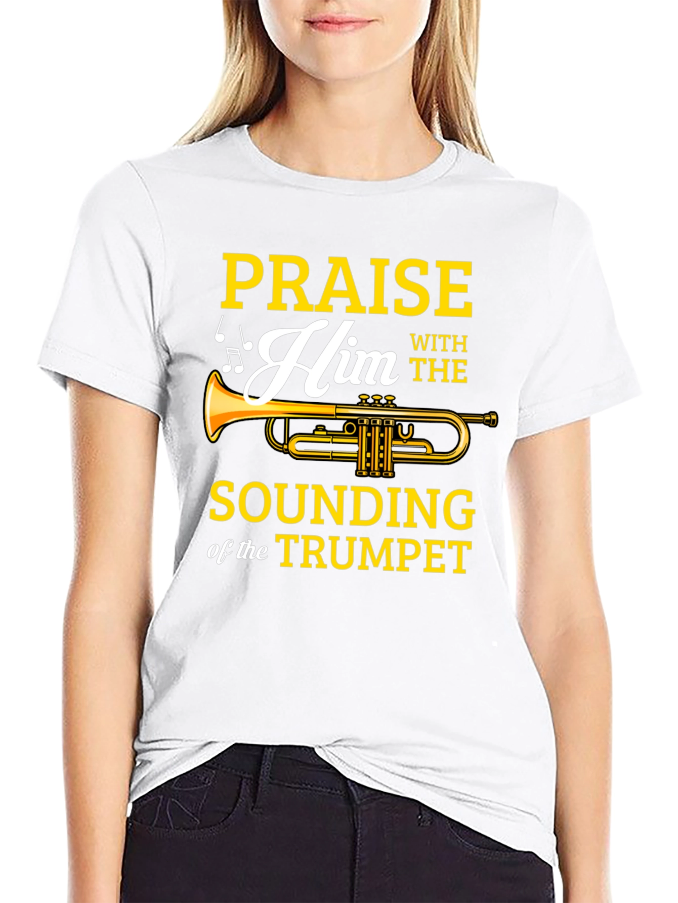 Praise Him Trumpet Graphic Tee - Mens Black T-Shirt
