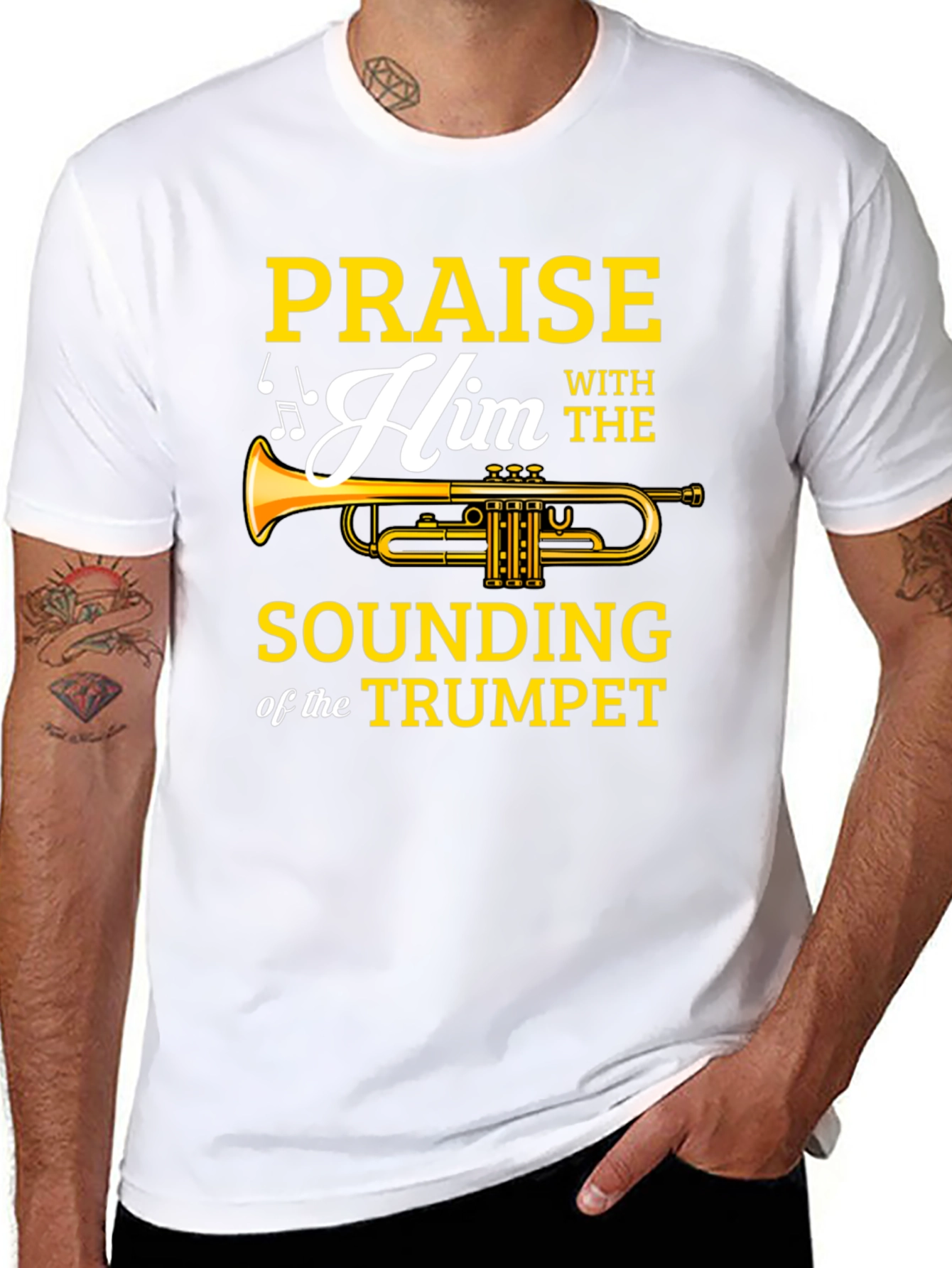 Praise Him Trumpet Graphic Tee - Mens Black T-Shirt