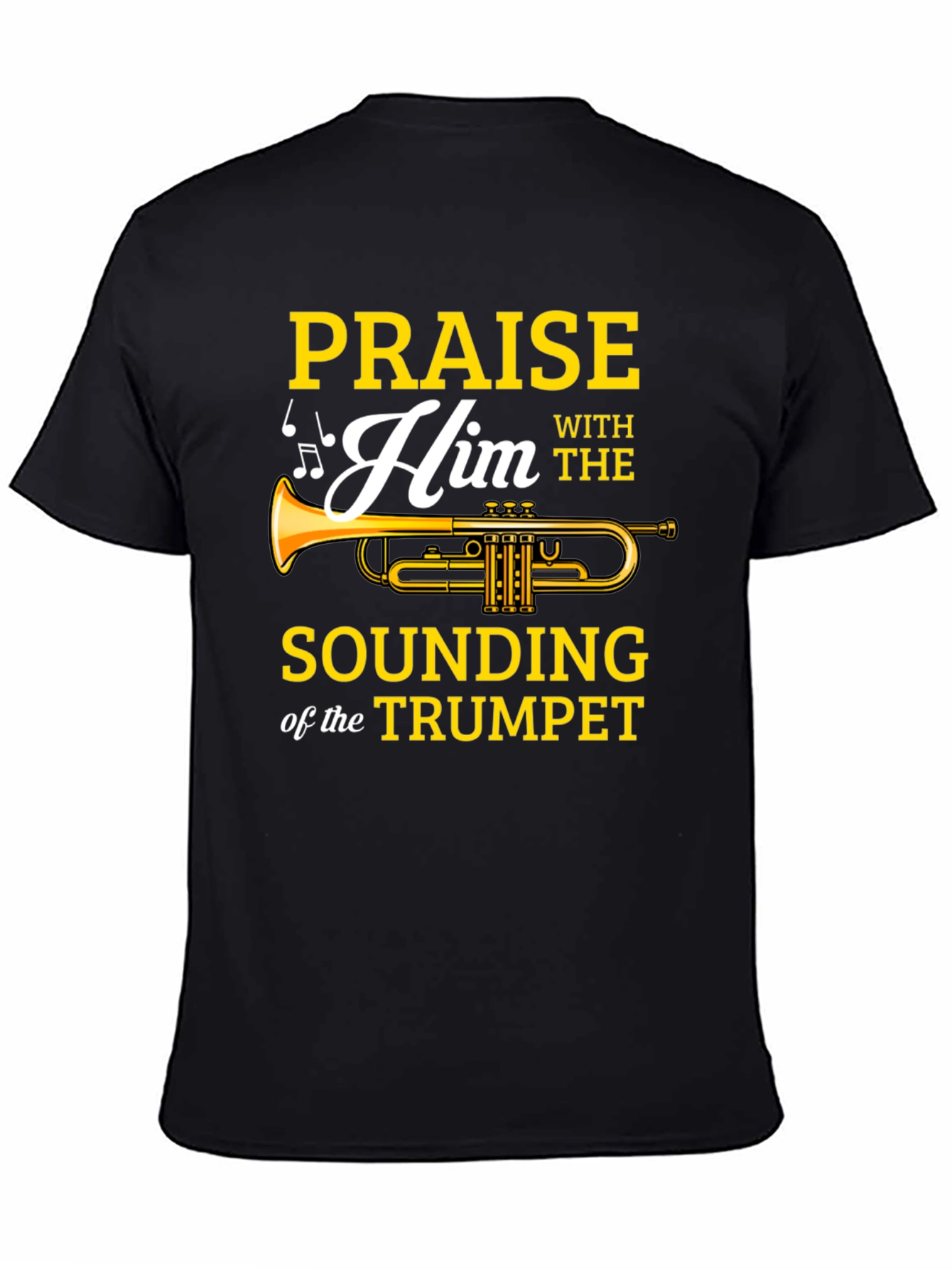 Praise Him Trumpet Graphic Tee - Mens Black T-Shirt