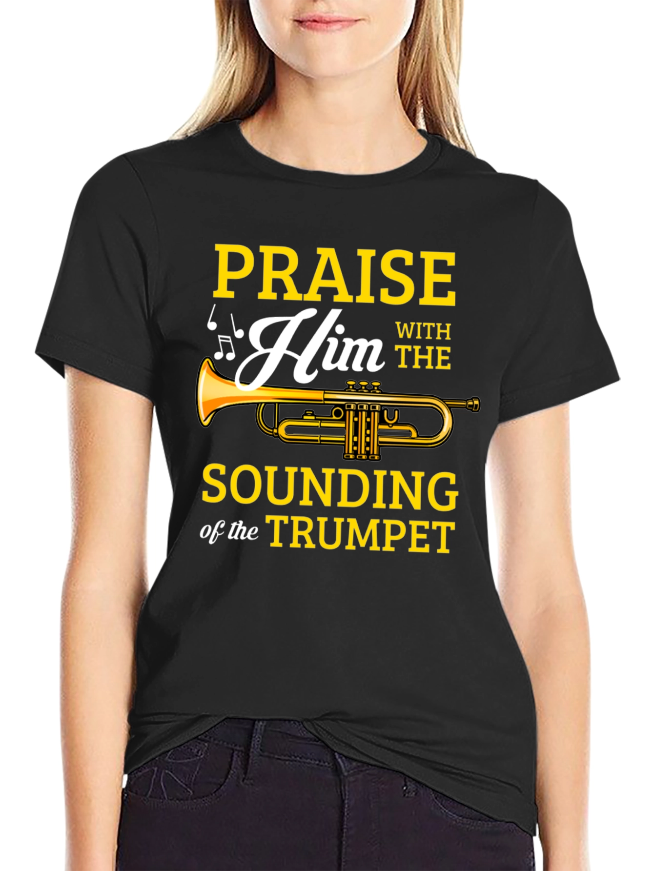 Praise Him Trumpet Graphic Tee - Mens Black T-Shirt