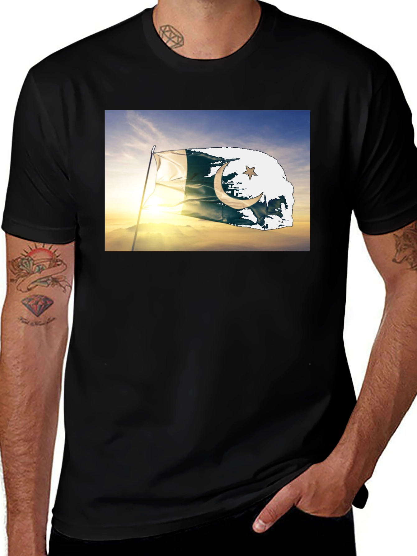 Pakistan Flag T-Shirt - Black Cotton Tee