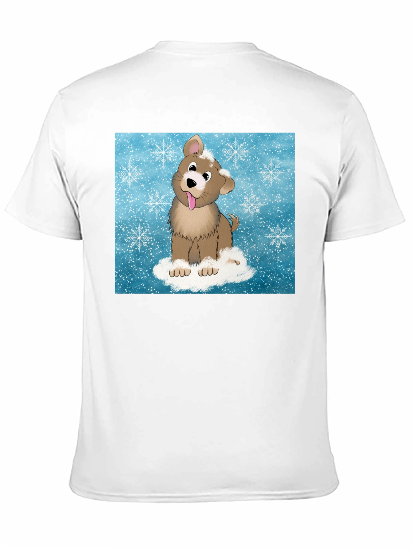 Cute Cartoon Dog in Snow Graphic T-Shirt