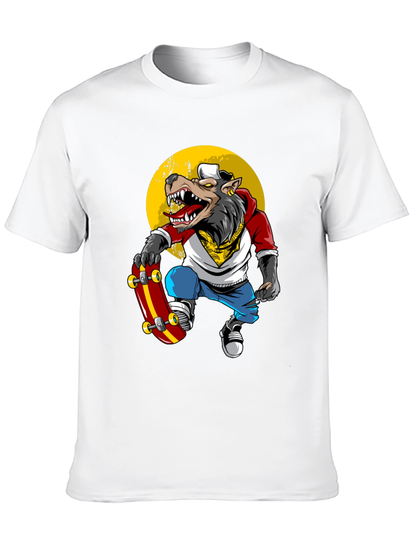 Wolf Skater Graphic Tee - Trendy Streetwear T-Shirt