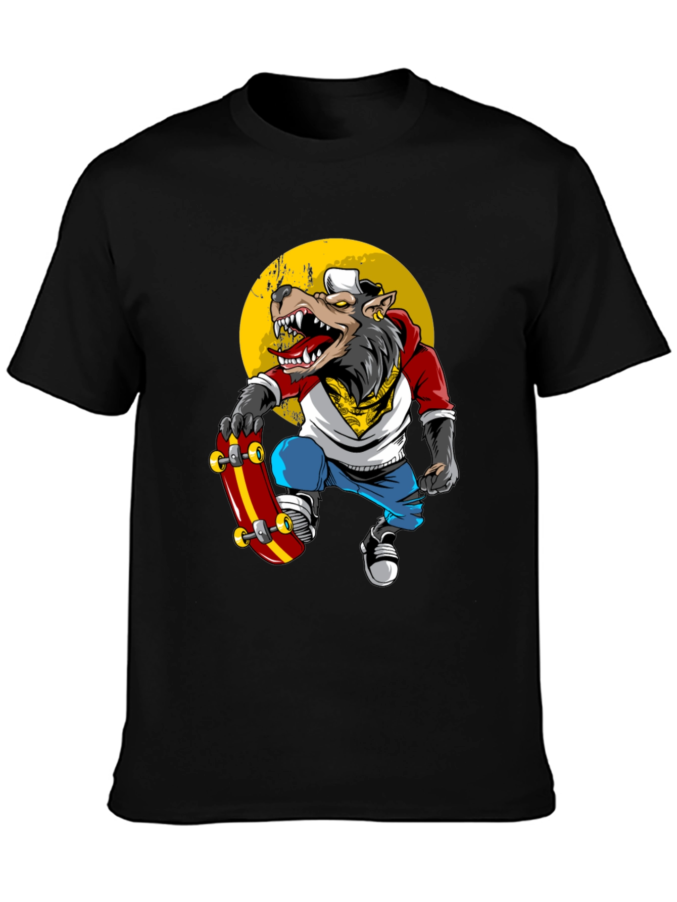 Wolf Skater Graphic Tee - Trendy Streetwear T-Shirt